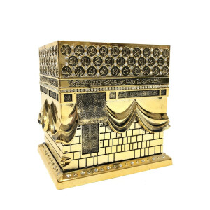 Modell der Kaaba mit den 99 Namen Allahs in Gold, 16 cm