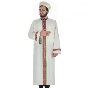 Imam Gebetsgewand, Imam Cübbesi, Cremeweiß Bordo