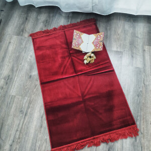 Blanker Gebetsteppich ohne Ornamente, 70 x 110 cm Rot