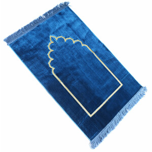 Mihrab Gebetsteppich ohne Ornamente, 70 x 110 cm Blau