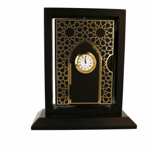 Drehbares Koranfach, verziert mit goldener Uhr und...