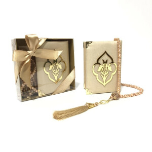 Geschenkbox mit Perlen Tesbih und edlem Quran Gold